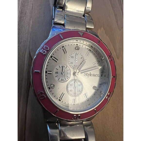 Style & Co Watch Ladies New Battery With Pink Bezel - Picture 2 of 6